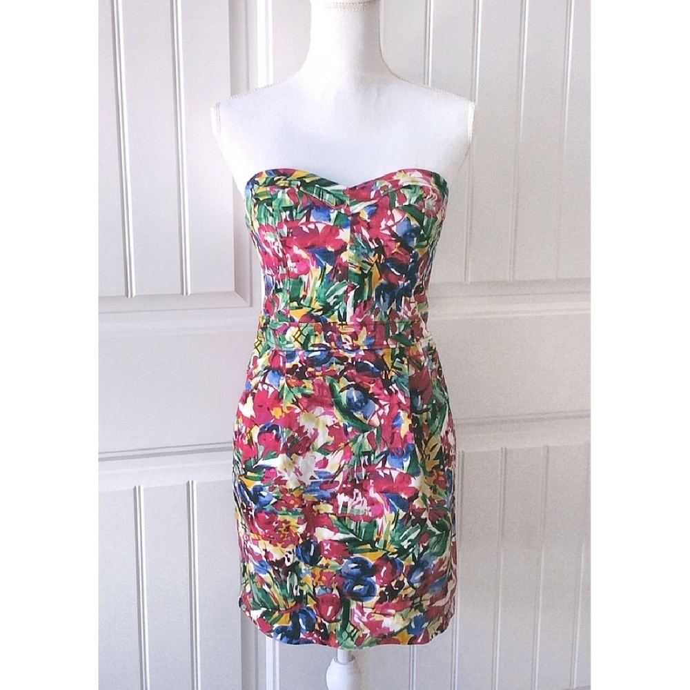 H&M Floral Strapless Dress